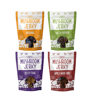 Pans Mushroom Jerky Vegan 4 Flavor Sample Pack