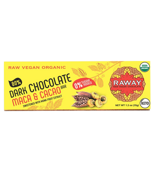 Raway Vegan Dark Chocolate Keto 80 Dark Chocolate Maca Cacao Bar