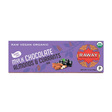 Raway Vegan Milk Chocolate Paleo Mylk Chocolate Almonds Currants Bar
