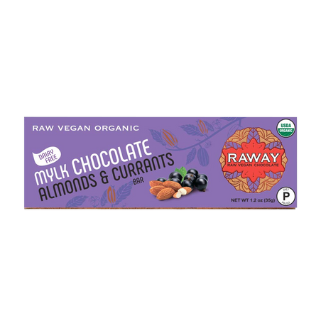 Raway Vegan Milk Chocolate Paleo Mylk Chocolate Almonds Currants Bar